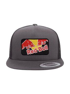 Red Bull Racing YP Flat Bill Trucker Hat Mesh Back Snapback Charcoal/black